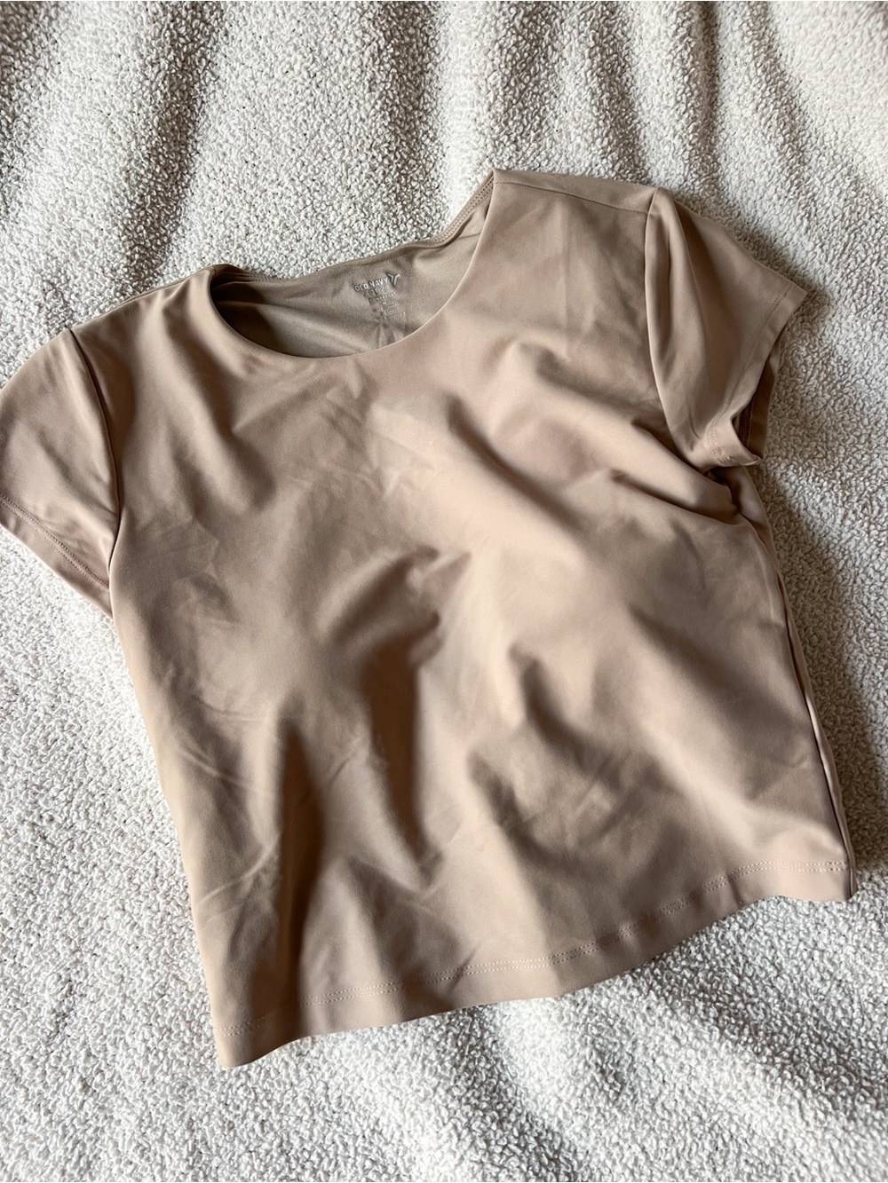 (old navy) tan beige active workout POWERSOFT top w/padding women’s size M